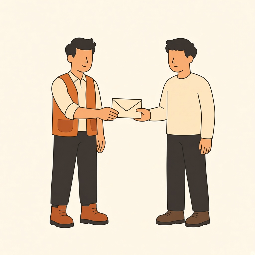 계약금 봉투를 건네는 장면